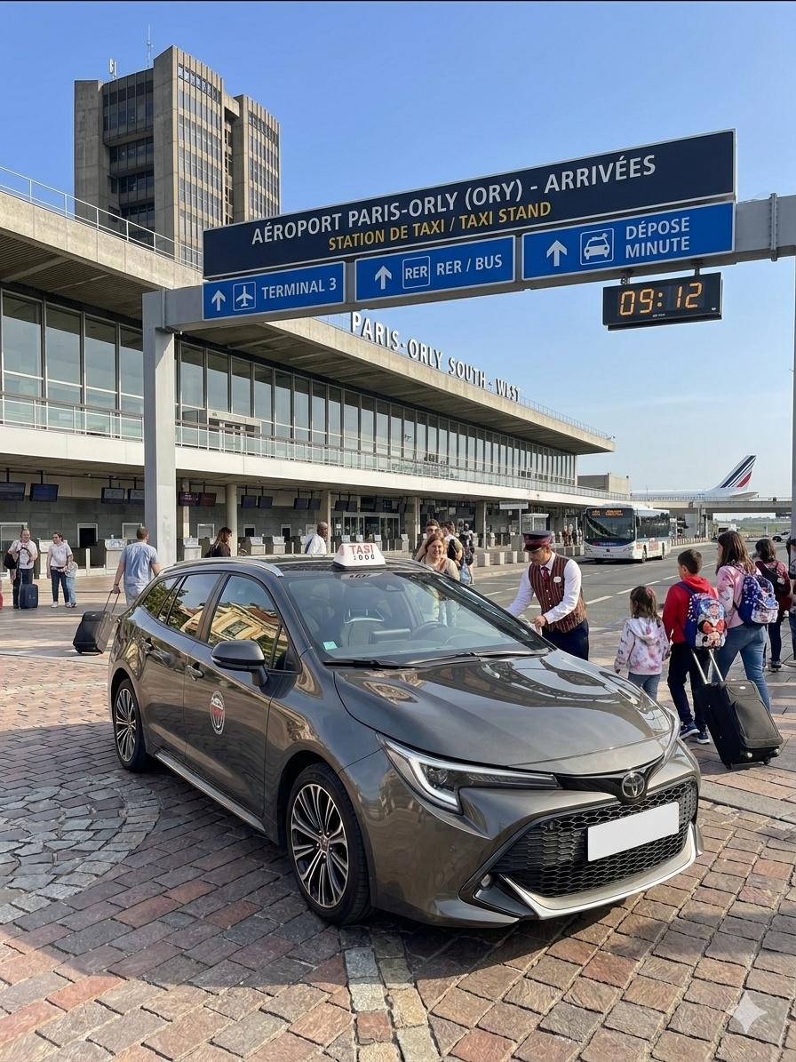 Taxi Mack Taxi à la station de l'aéroport Paris-Orly